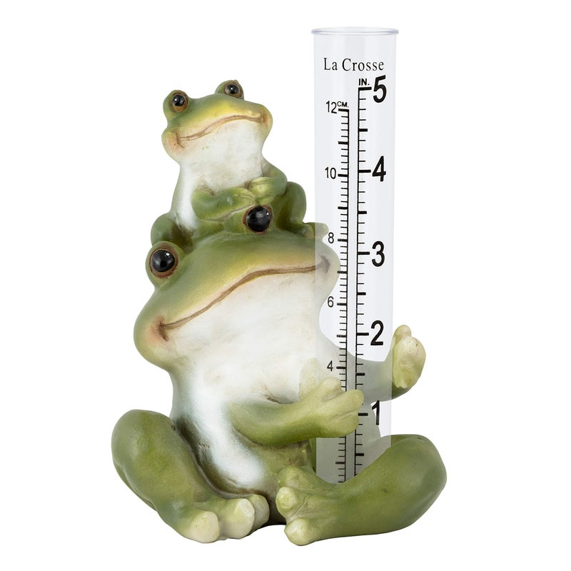 LA CROSSE MCCORMICK La Crosse 704-4114 5 in. Table Standing Polyresin Frog Rain Gauge - Image 2